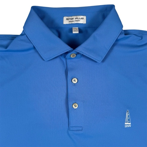 Peter Millar Summer Comfort Golf Polo Shirt Solid Performance Blue Men’s XL - Picture 1 of 7